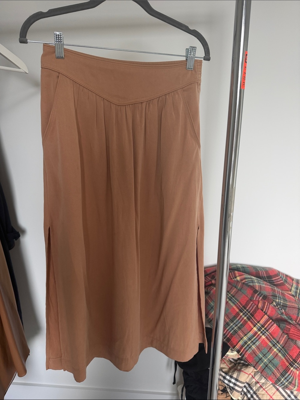 Wilfred Tan Maxi Skirt with Side Slits
